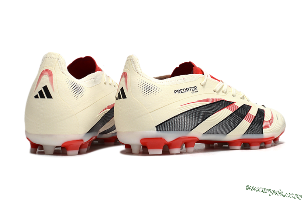 Adidas Predator 25+ Elite AG Low-Tops Football Boots - Beige/Red/Black 6