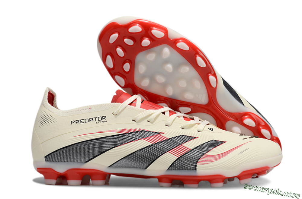 Adidas Predator 25+ Elite AG Low-Tops Football Boots - Beige/Red/Black 1