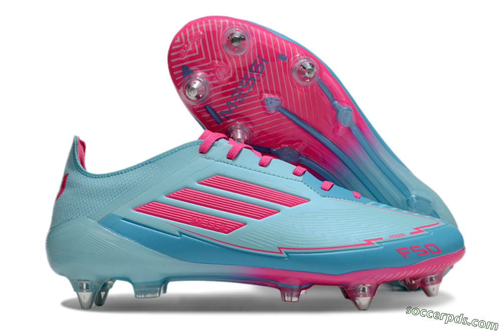 Messi x Adidas F50 Elite SG Low-Tops Football Boots - Jade/Blue/Red 1