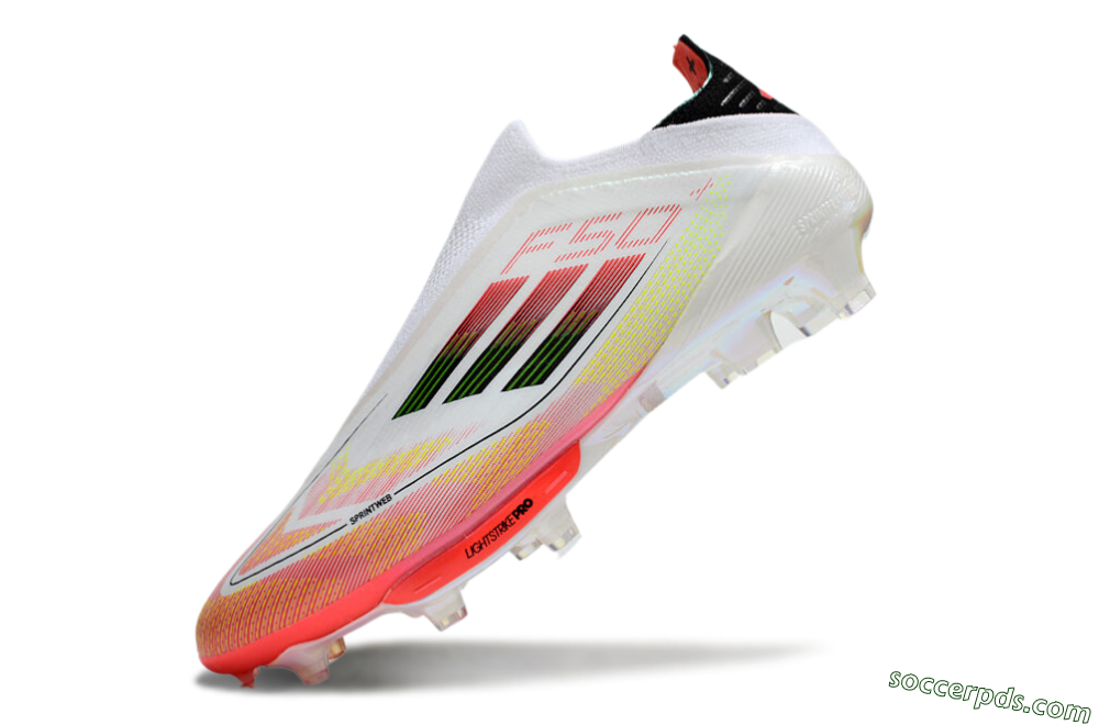 Adidas F50 Elite Lightstrike Laceless FG Low-Tops Football Boots - White/Red/Yellow 5