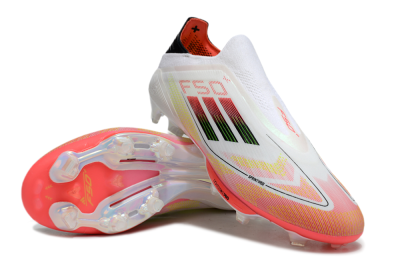 Adidas F50 Elite Lightstrike Laceless FG Low-Tops Football Boots - White/Red/Yellow