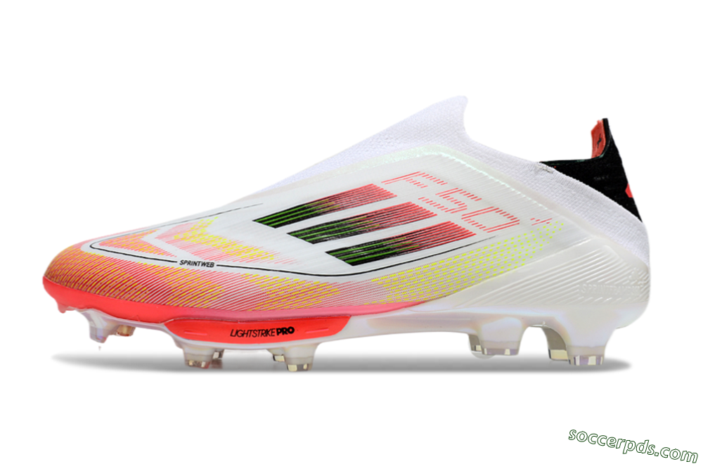 Adidas F50 Elite Lightstrike Laceless FG Low-Tops Football Boots - White/Red/Yellow 2