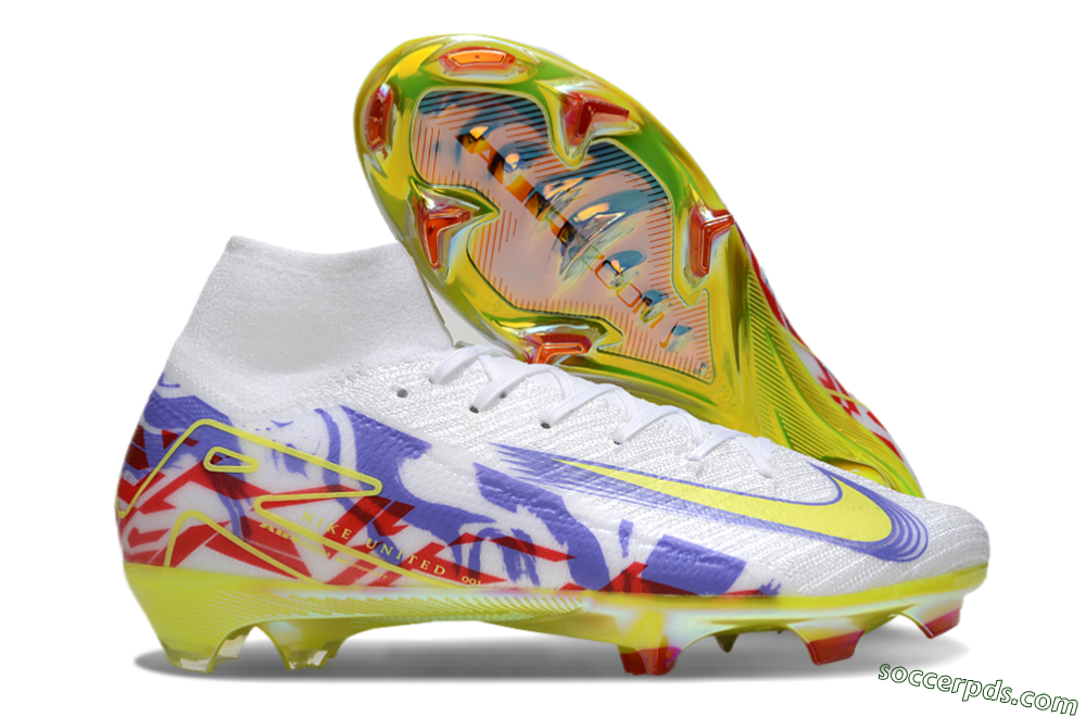 Nike Air Zoom Mercurial Superfly 10 Elite FG High-Tops Football Boots - White/Purple/Yellow/Red 1