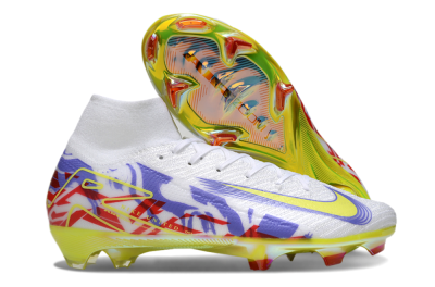 Nike Air Zoom Mercurial Superfly 10 Elite FG High-Tops Football Boots - White/Purple/Yellow/Red