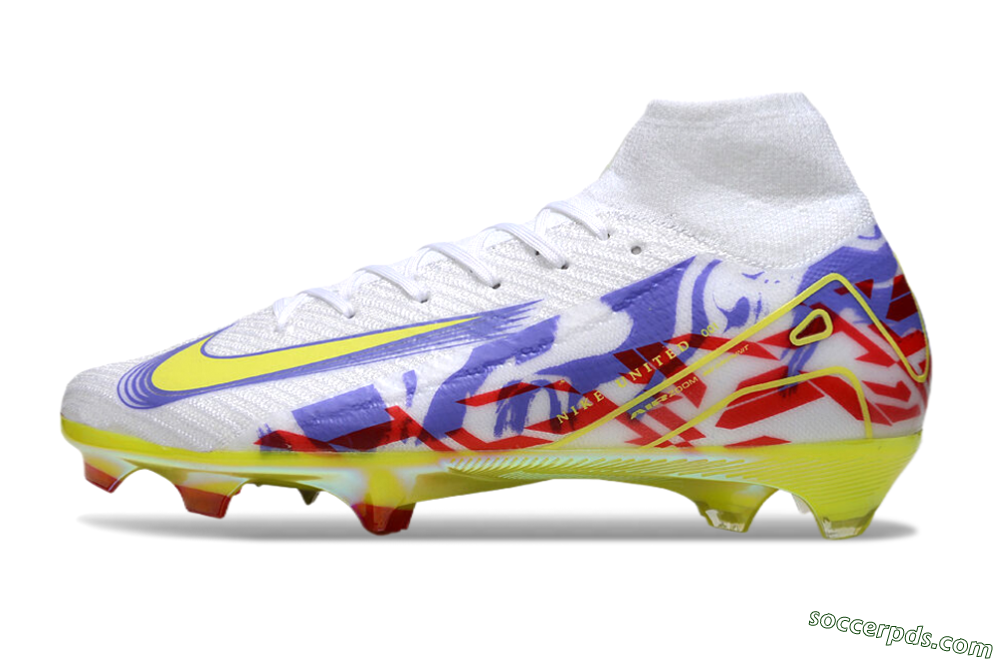 Nike Air Zoom Mercurial Superfly 10 Elite FG High-Tops Football Boots - White/Purple/Yellow/Red 2