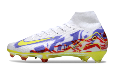 Nike Air Zoom Mercurial Superfly 10 Elite FG High-Tops Football Boots - White/Purple/Yellow/Red