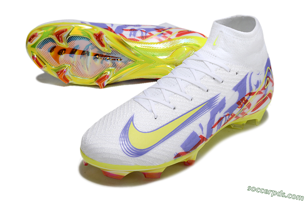 Nike Air Zoom Mercurial Superfly 10 Elite FG High-Tops Football Boots - White/Purple/Yellow/Red 3