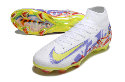 Nike Air Zoom Mercurial Superfly 10 Elite FG High-Tops Football Boots - White/Purple/Yellow/Red