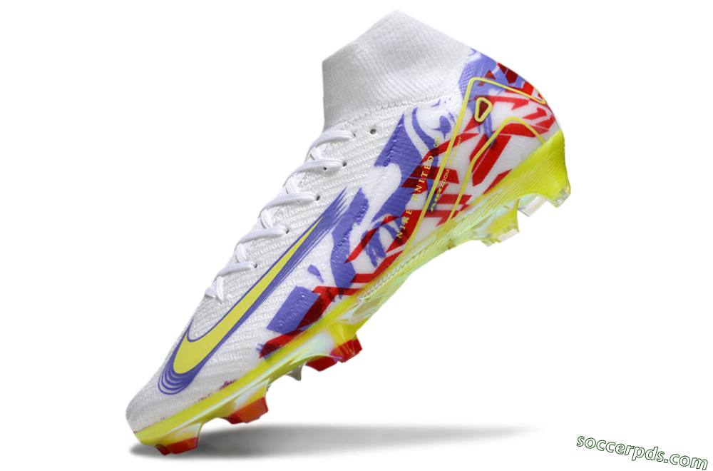 Nike Air Zoom Mercurial Superfly 10 Elite FG High-Tops Football Boots - White/Purple/Yellow/Red 5