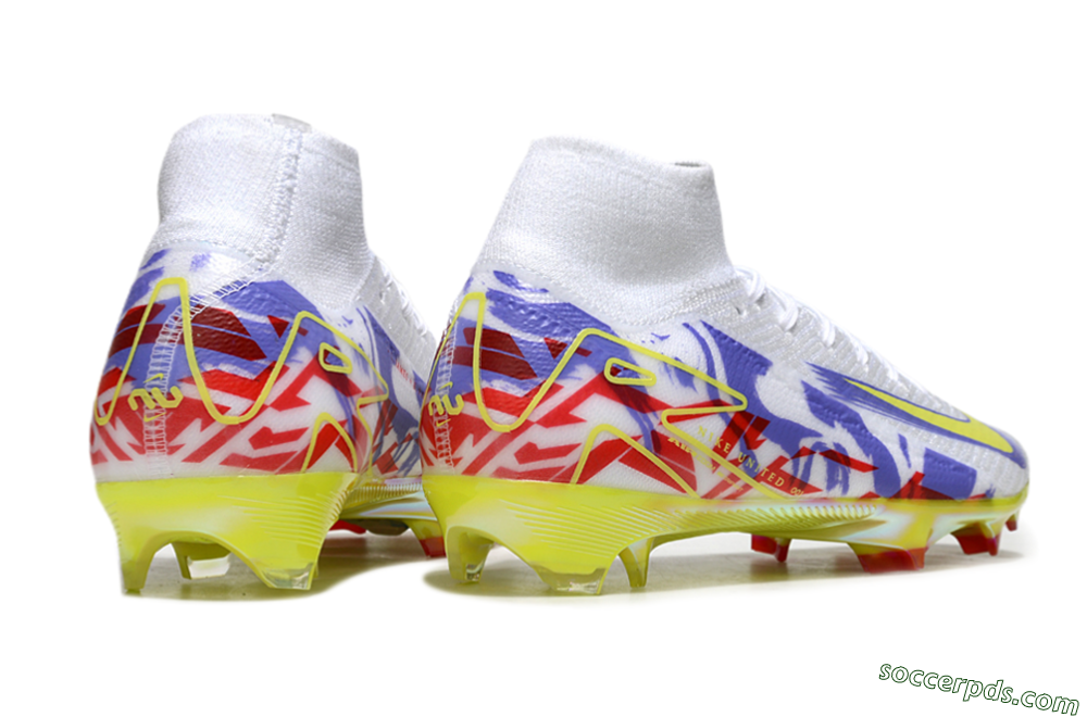 Nike Air Zoom Mercurial Superfly 10 Elite FG High-Tops Football Boots - White/Purple/Yellow/Red 6