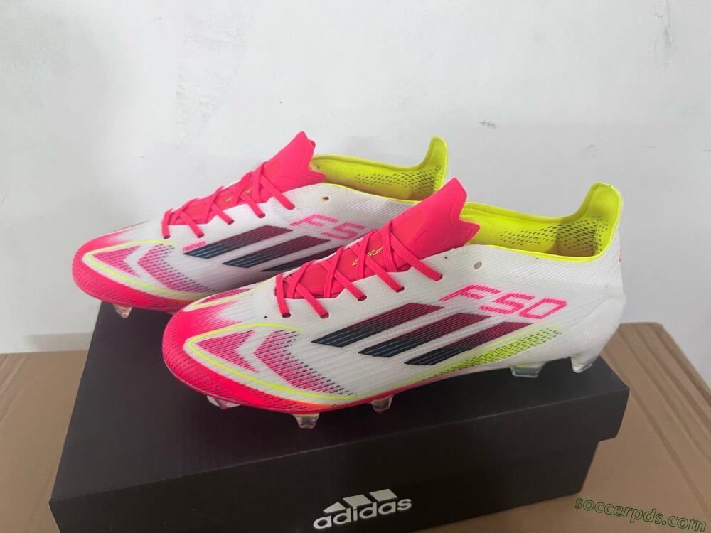 Adidas F50 Elite FG Low-Tops Football Boots - White/Red/Yellow