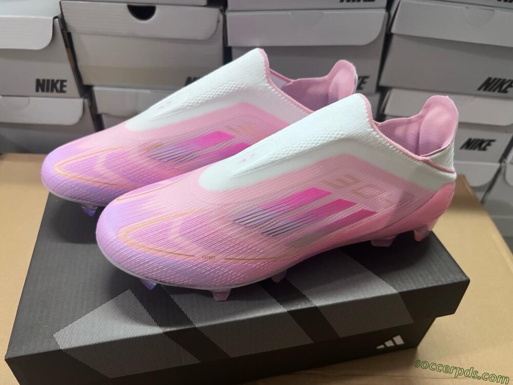 Adidas F50 Elite Laceless FG Low-Tops Football Boots - White/Pink/Gold