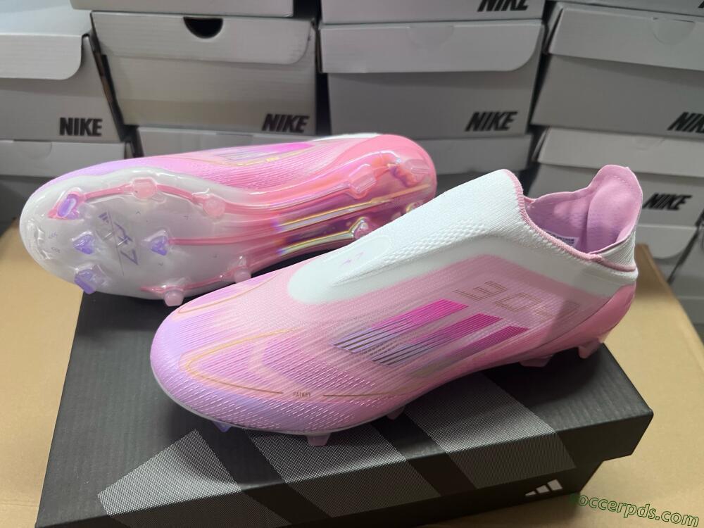 Adidas F50 Elite Laceless FG Low-Tops Football Boots - White/Pink/Gold