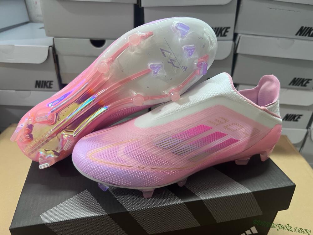 Adidas F50 Elite Laceless FG Low-Tops Football Boots - White/Pink/Gold