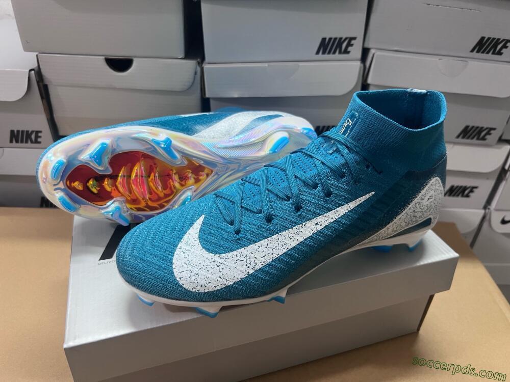 Nike Air Zoom Mercurial Superfly 10 Elite FG High-Tops Football Boots - Blue/White/Gold
