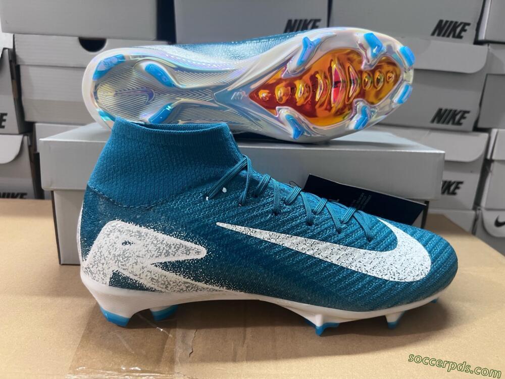Nike Air Zoom Mercurial Superfly 10 Elite FG High-Tops Football Boots - Blue/White/Gold