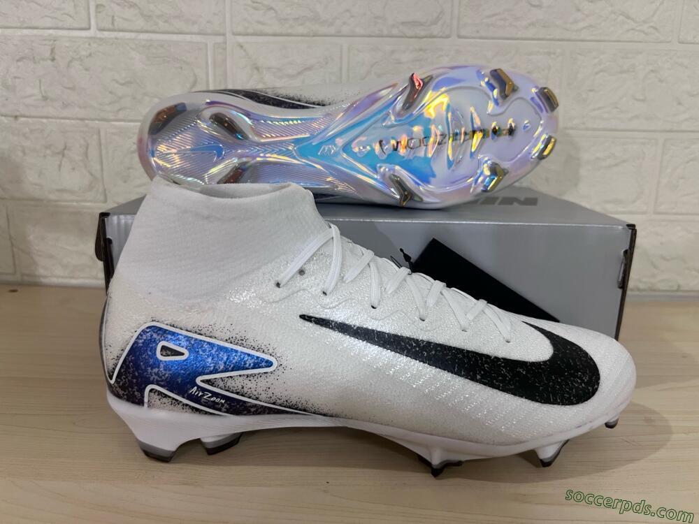 Nike Air Zoom Mercurial Superfly 10 Elite FG High-Tops Football Boots - White/Black/Blue