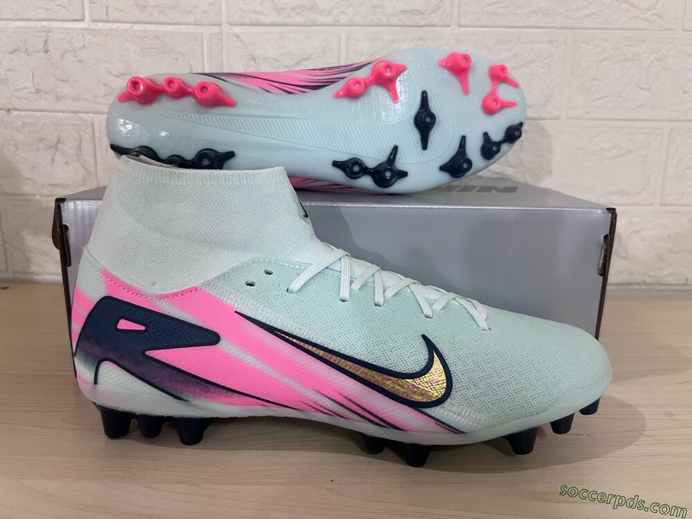 Nike Air Zoom Mercurial Superfly 10 Elite AG High-Tops Football Boots - Jade/Gold/Pink