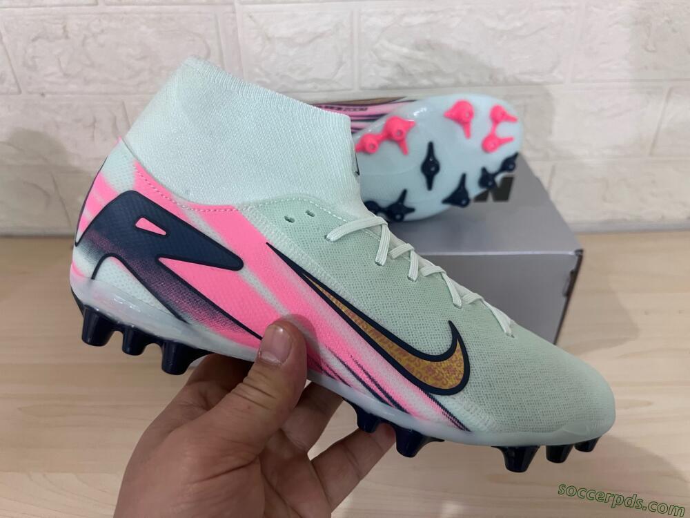Nike Air Zoom Mercurial Superfly 10 Elite AG High-Tops Football Boots - Jade/Gold/Pink