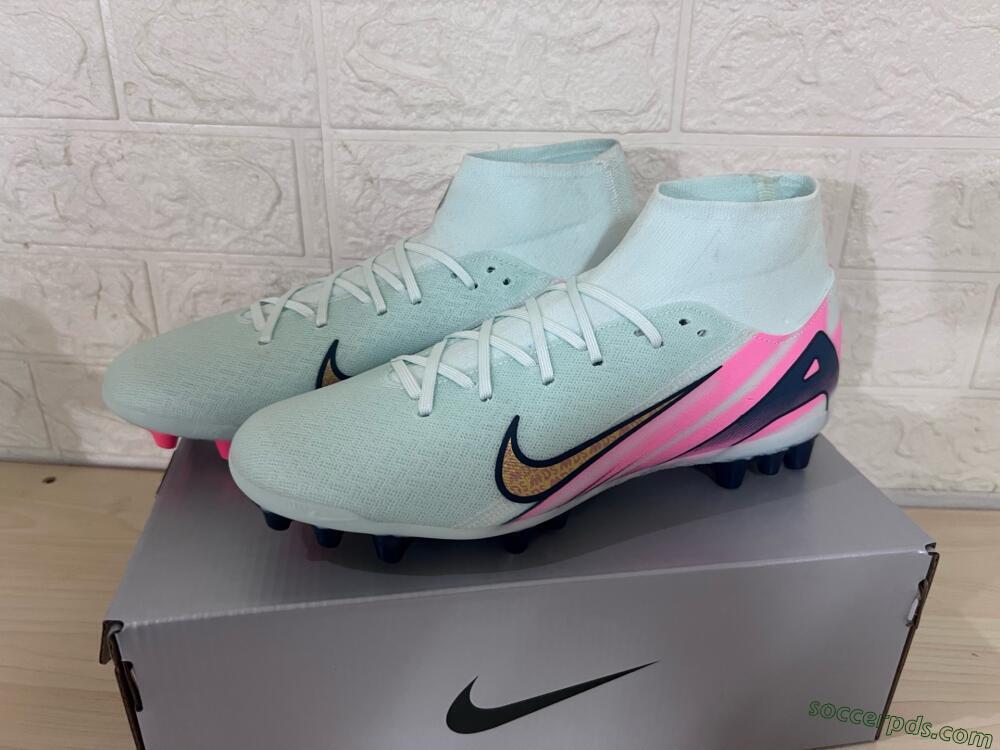 Nike Air Zoom Mercurial Superfly 10 Elite AG High-Tops Football Boots - Jade/Gold/Pink