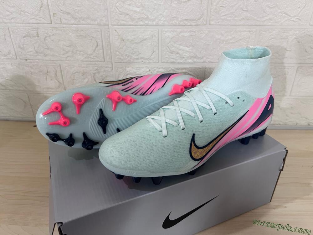 Nike Air Zoom Mercurial Superfly 10 Elite AG High-Tops Football Boots - Jade/Gold/Pink