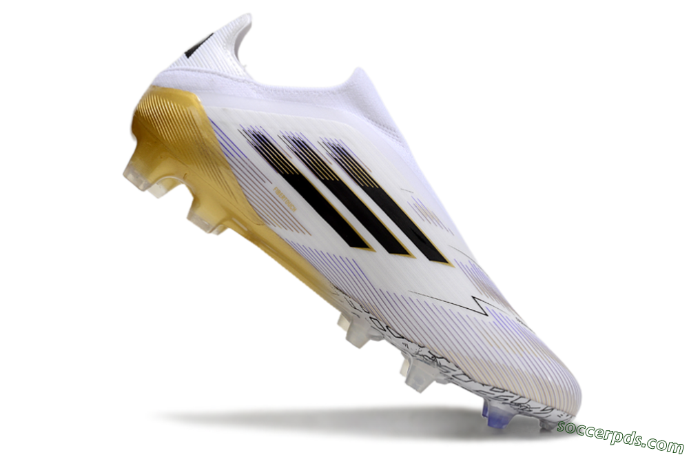 Adidas F50 Elite Laceless FG Low-Tops Football Boots - White/Black/Gold 4
