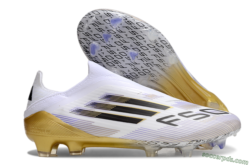 Adidas F50 Elite Laceless FG Low-Tops Football Boots - White/Black/Gold 1
