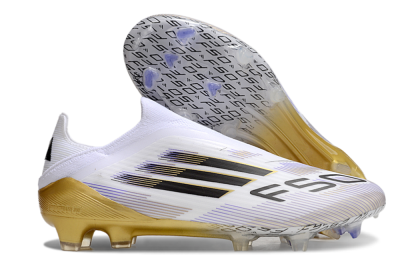 Adidas F50 Elite Laceless FG Low-Tops Football Boots - White/Black/Gold