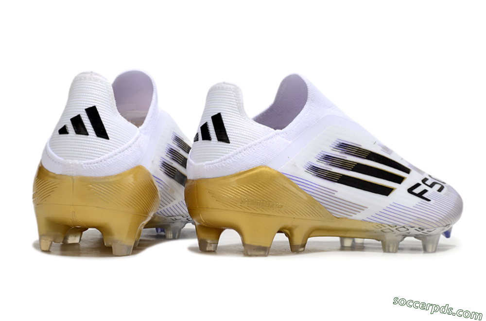 Adidas F50 Elite Laceless FG Low-Tops Football Boots - White/Black/Gold 6
