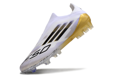 Adidas F50 Elite Laceless FG Low-Tops Football Boots - White/Black/Gold