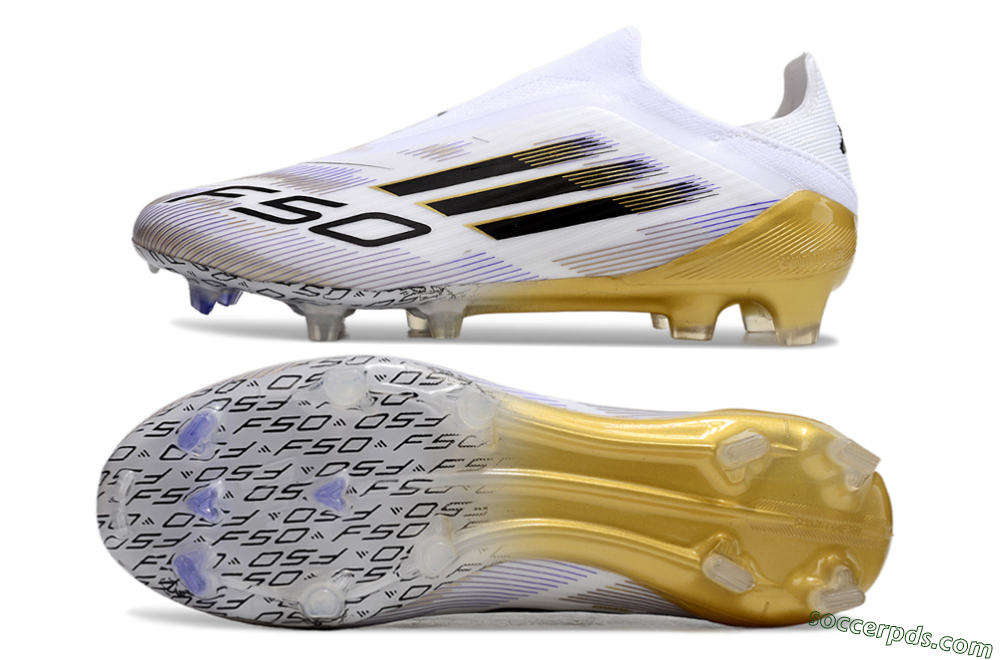 Adidas F50 Elite Laceless FG Low-Tops Football Boots - White/Black/Gold 0