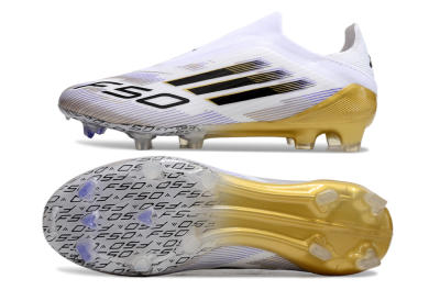 Adidas F50 Elite Laceless FG Low-Tops Football Boots - White/Black/Gold