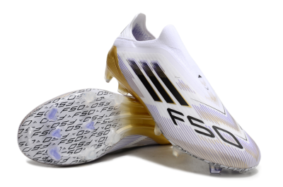Adidas F50 Elite Laceless FG Low-Tops Football Boots - White/Black/Gold