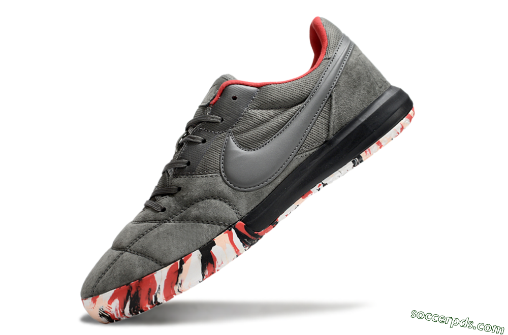 Nike Premier 2 Sala IC Low-Tops Football Shoes - Grey/Black/Red 5