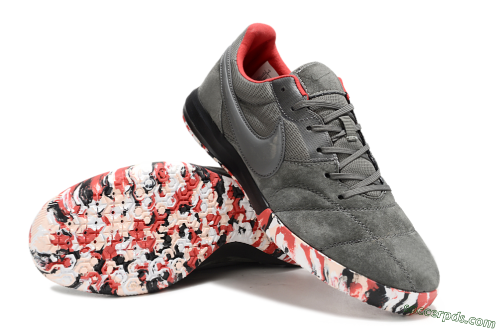 Nike Premier 2 Sala IC Low-Tops Football Shoes - Grey/Black/Red 3