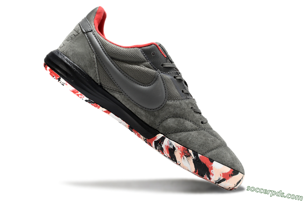 Nike Premier 2 Sala IC Low-Tops Football Shoes - Grey/Black/Red 4