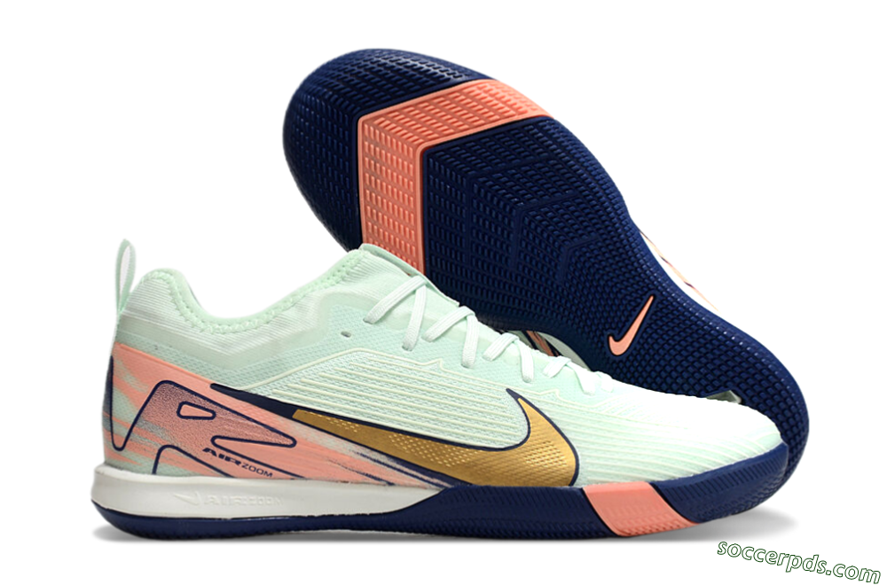 Nike Air Zoom Mercurial Vapor 16 Pro IC Low-Tops Football Shoes - Jade/Gold/Pink 1