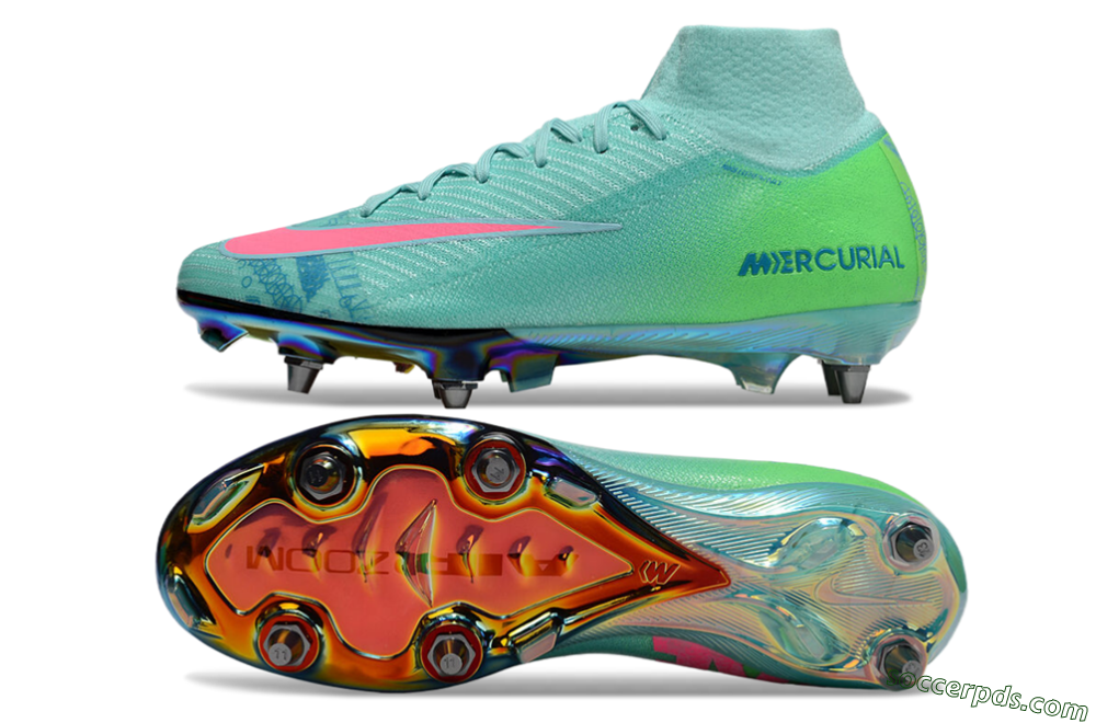 Nike Air Zoom Mercurial Superfly 10 Elite SG High-Tops Football Boots - Jade/Pink/Gold 0