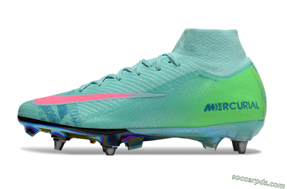 Nike Air Zoom Mercurial Superfly 10 Elite SG High-Tops Football Boots - Jade/Pink/Gold 2