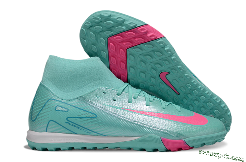 Nike Air Zoom Mercurial Superfly 10 Academy TF High-Tops Football Shoes - Jade/Pink/White 1