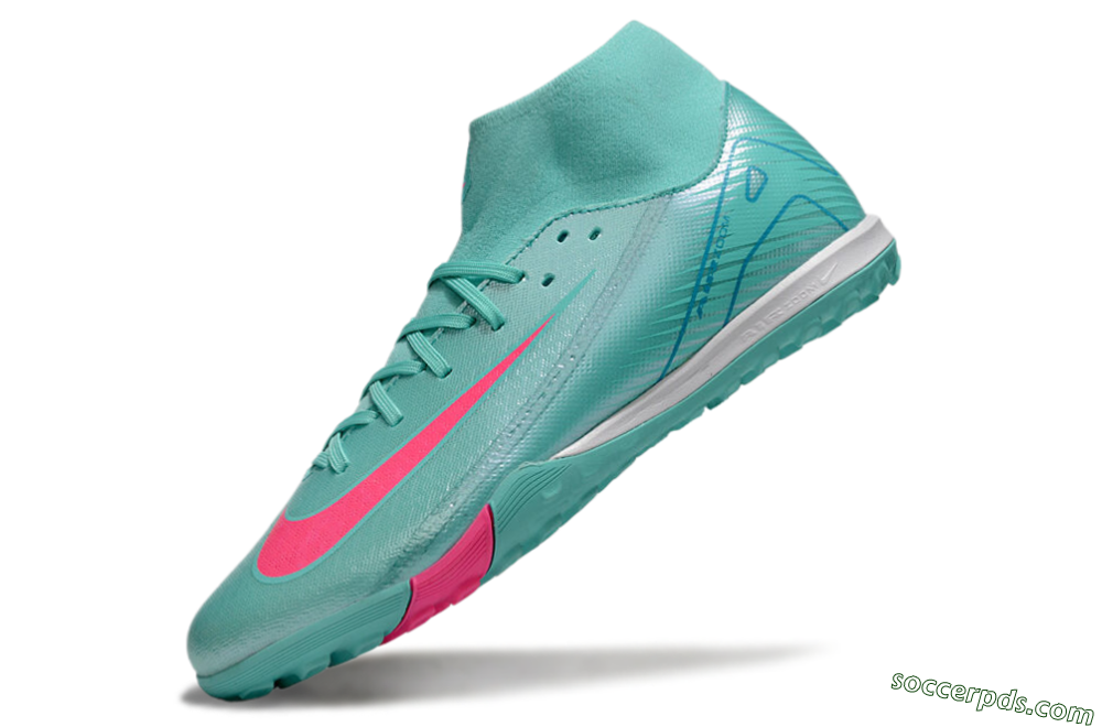 Nike Air Zoom Mercurial Superfly 10 Academy TF High-Tops Football Shoes - Jade/Pink/White 5