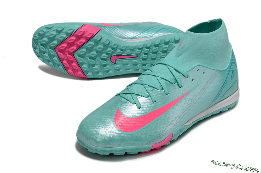 Nike Air Zoom Mercurial Superfly 10 Academy TF High-Tops Football Shoes - Jade/Pink/White 3