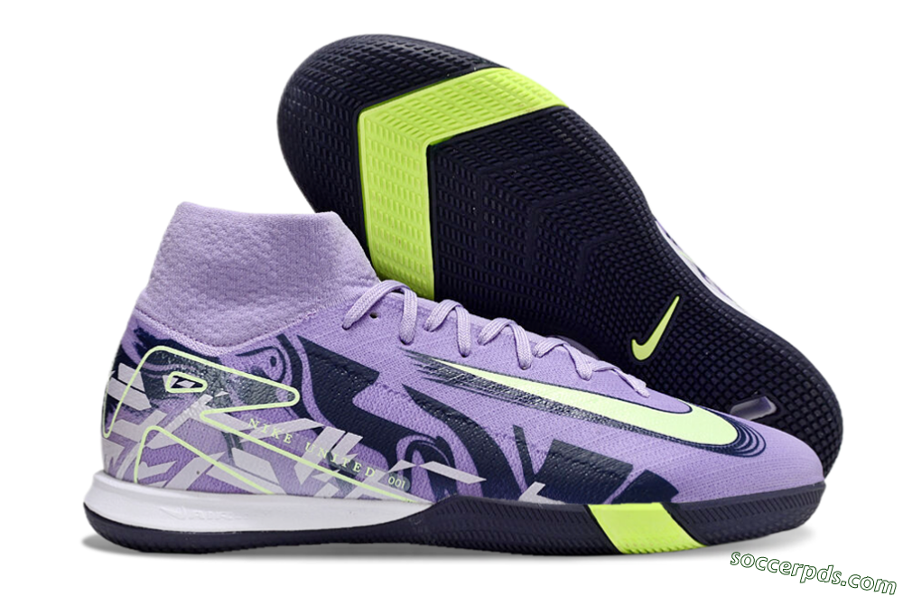 Nike Air Zoom Mercurial Superfly 10 Elite IC High-Tops Football Shoes - Purple/Yellow/White 1