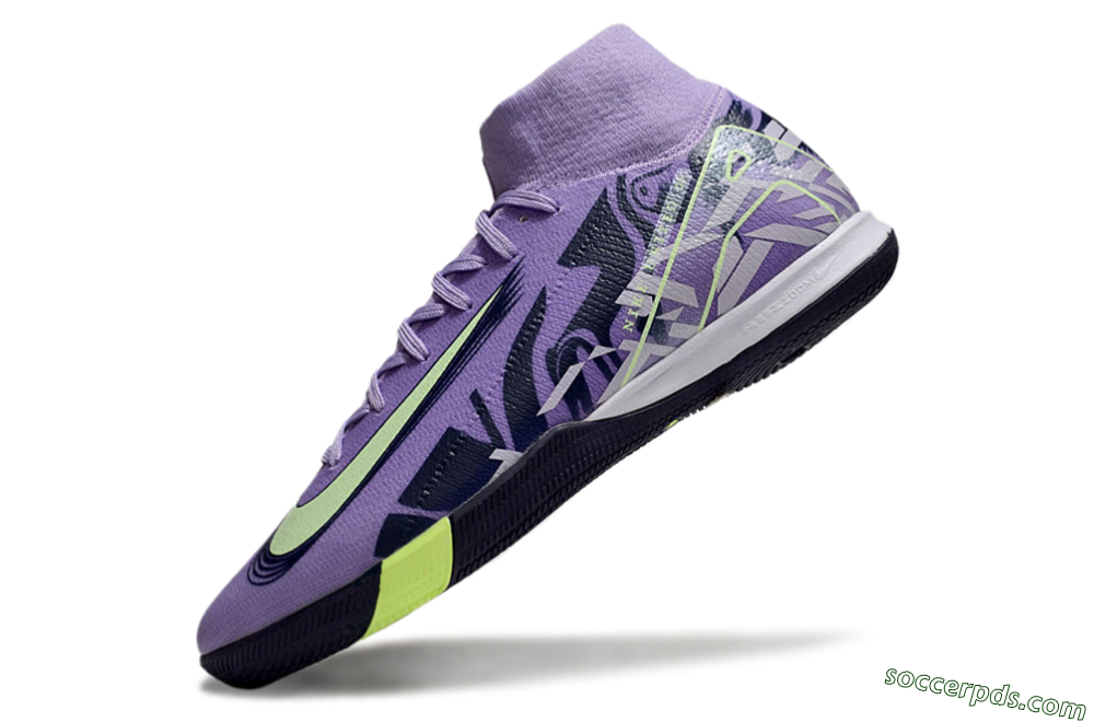 Nike Air Zoom Mercurial Superfly 10 Elite IC High-Tops Football Shoes - Purple/Yellow/White 5