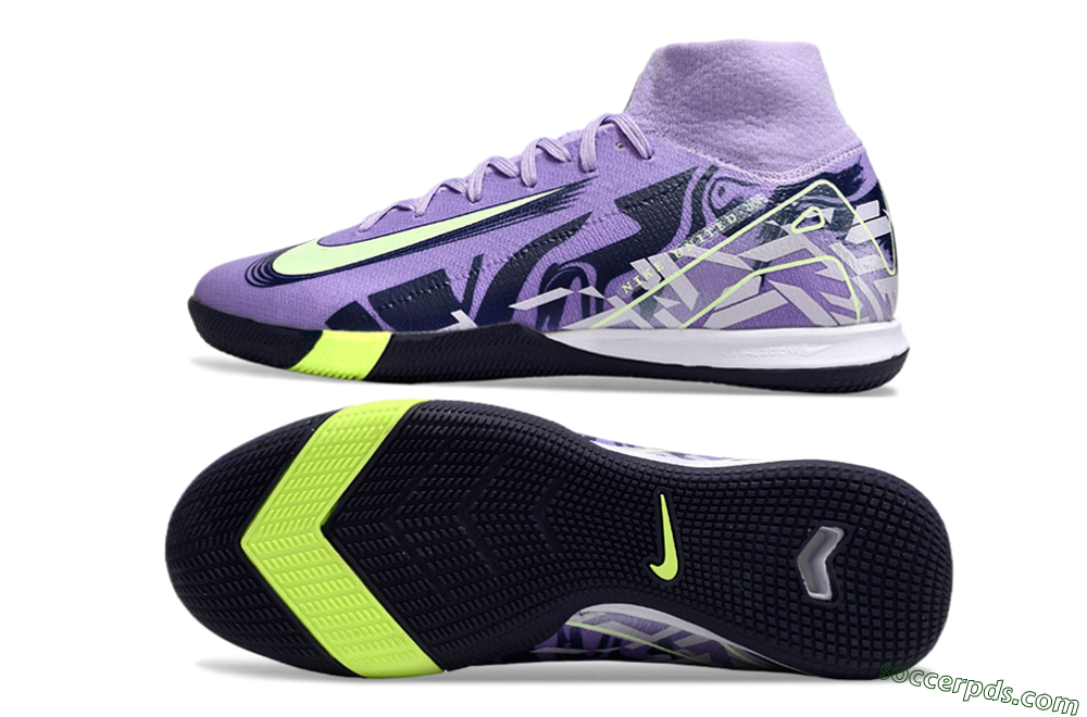 Nike Air Zoom Mercurial Superfly 10 Elite IC High-Tops Football Shoes - Purple/Yellow/White 0