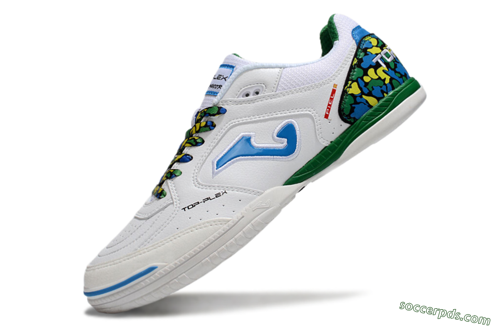 Joma Top Flex IC Low-Tops Football Shoes - White/Blue/Green 5