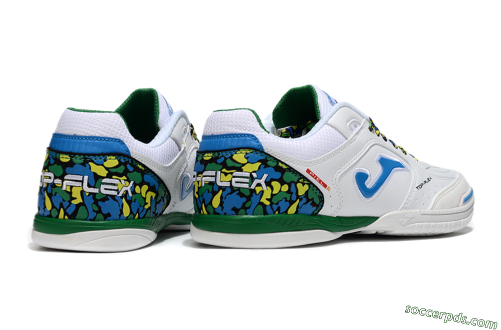 Joma Top Flex IC Low-Tops Football Shoes - White/Blue/Green 6