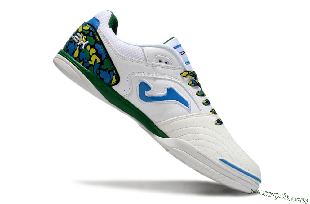Joma Top Flex IC Low-Tops Football Shoes - White/Blue/Green 4