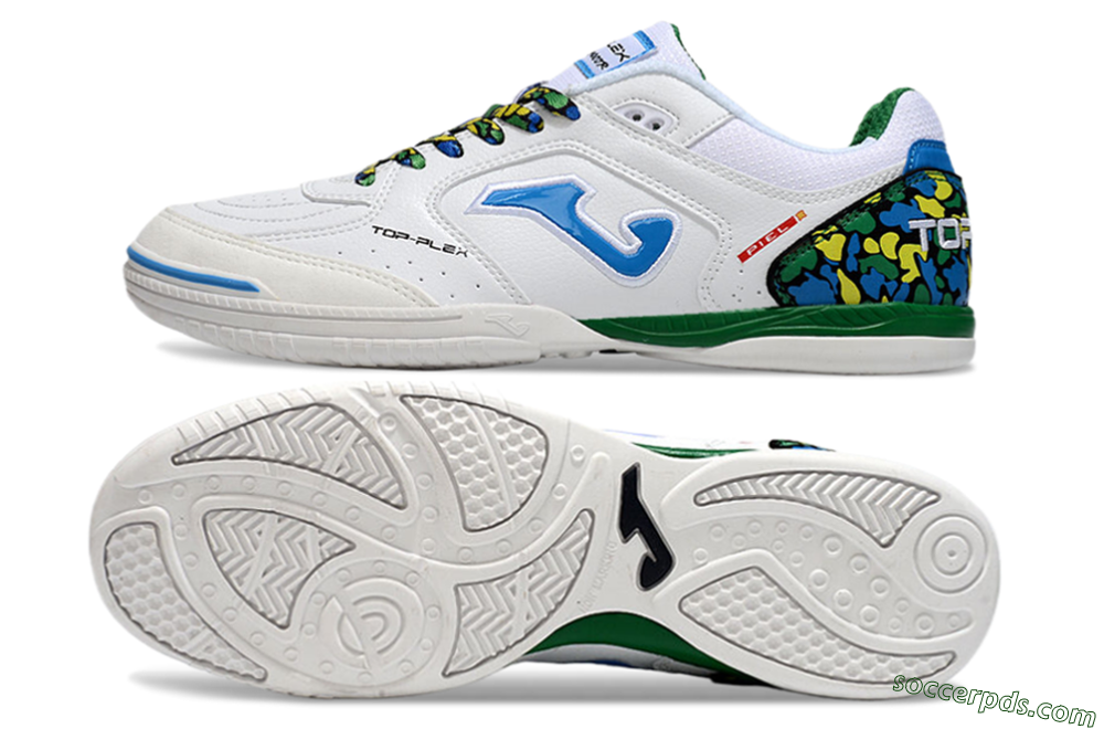 Joma Top Flex IC Low-Tops Football Shoes - White/Blue/Green 0