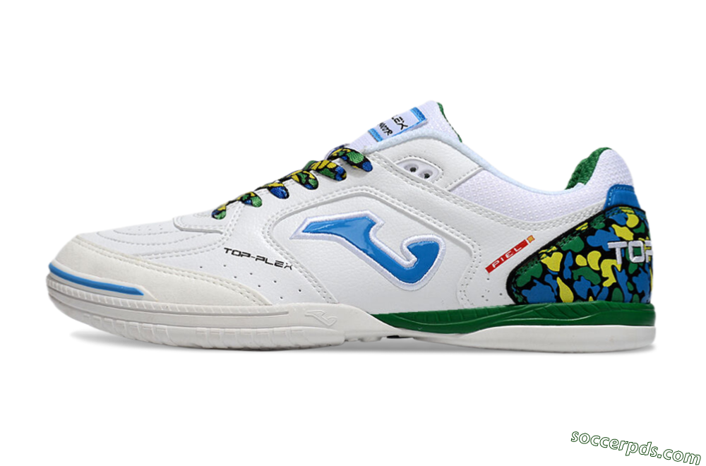 Joma Top Flex IC Low-Tops Football Shoes - White/Blue/Green 2